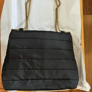 Eric Javits Maven Black Shoulder Bag with Gold Chain